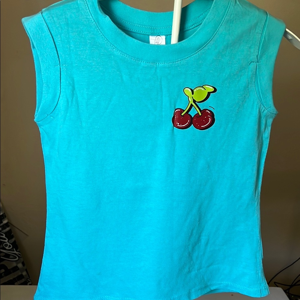 Blue Cherry Embroidered Tank Top
